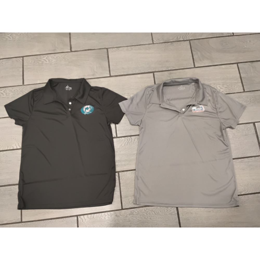 Miami Dolphins Performance Polo Shirts Pair Black‎ & Gray Women's L